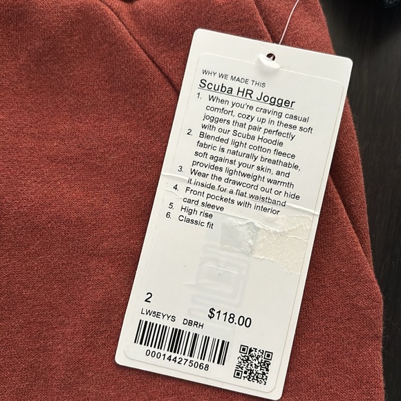 LULULEMON SCUBA HR JOGGER IN HEATHERED DATE BROWN (DBRH) SZ 2 NWT - Picture 6 of 7